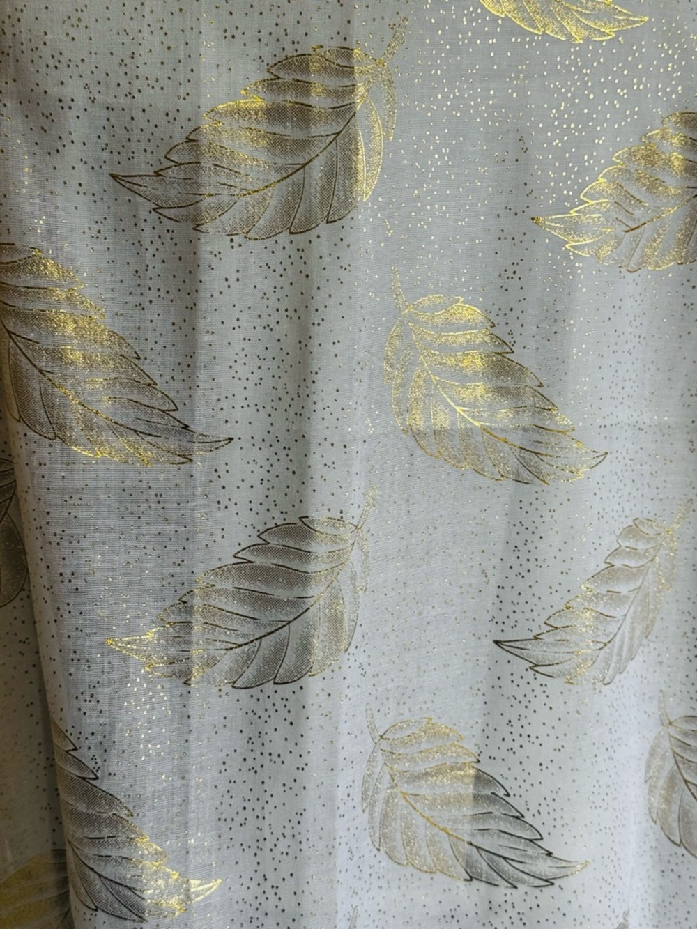 ♥️Sheer White Scarf with Gold Leaf Motif
31”x70” - Picture 6 of 9